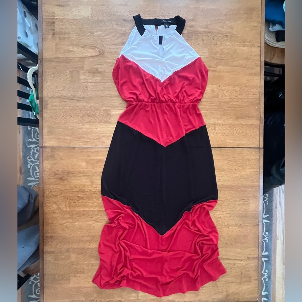 White House Black Market Red and Black High Low Dress